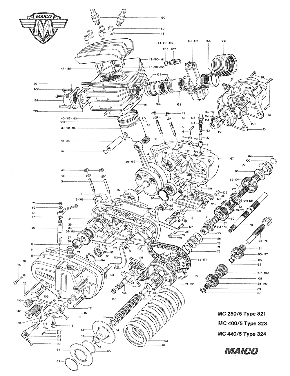 1977 Maico Engine parts diagram