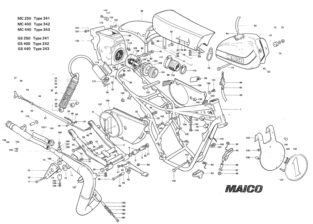 1979 Maico Frame parts diagram