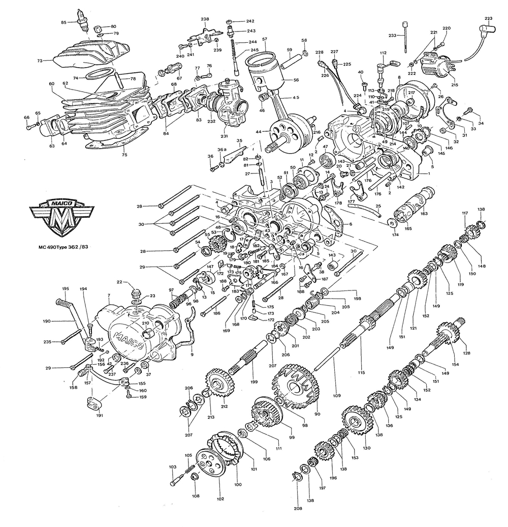 1983 Maico 490 Engine parts diagram